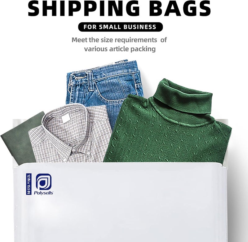 POLYSELLS 100 pcs 12x15.5 Inches White x Silver Poly Mailers Shipping Envelopes, Strong Adhesive Sealing, Waterproof, and Tear-resistant Postal Mailing Bags for Clothing, Books, and Accessories - Image 3